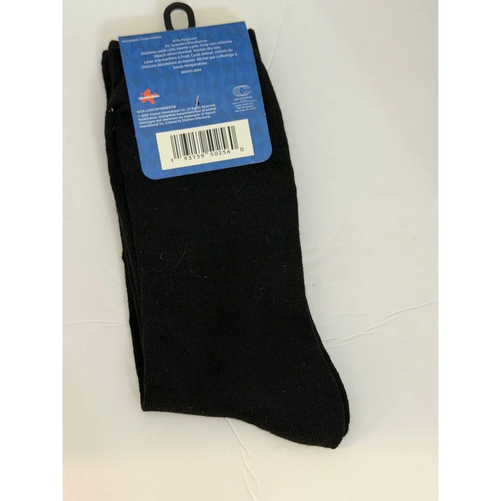 Nickelodeon SpongeBob SquarePants Mens Crew Socks Black Graphic Shoe Size 6-12